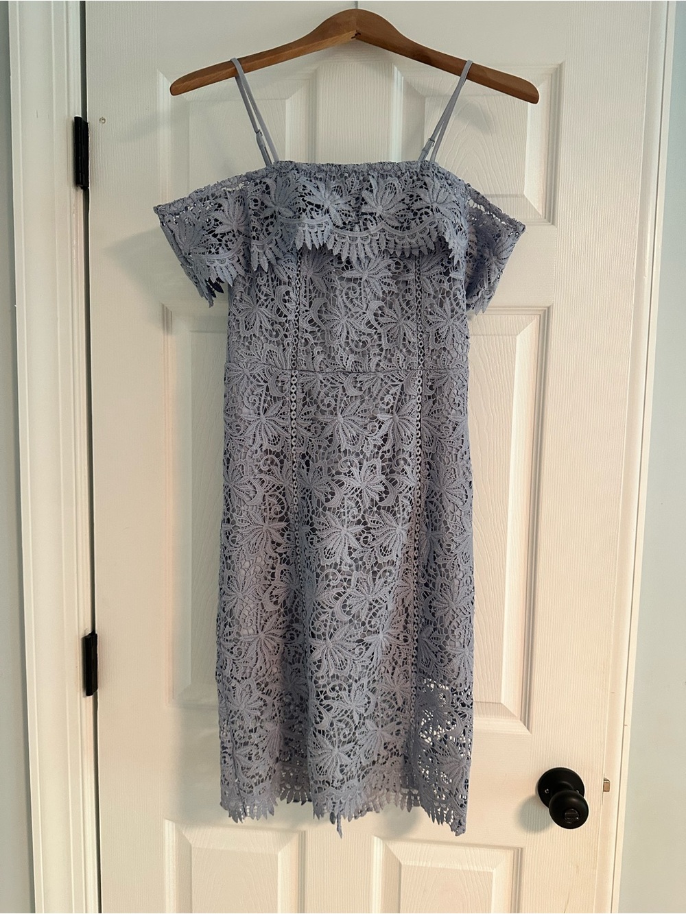J.O.A. Lace Spaghetti Strap Dress in Dusty Blue, size small